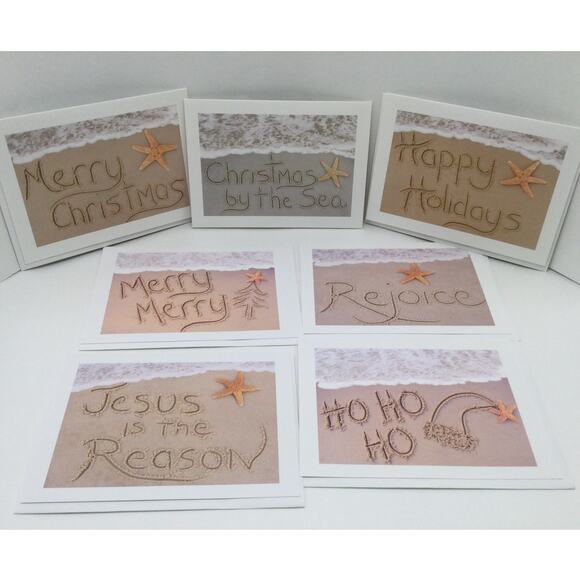 Nautical Beach Christmas Holiday Greeting Cards lot of 17 - Picture 8 of 9